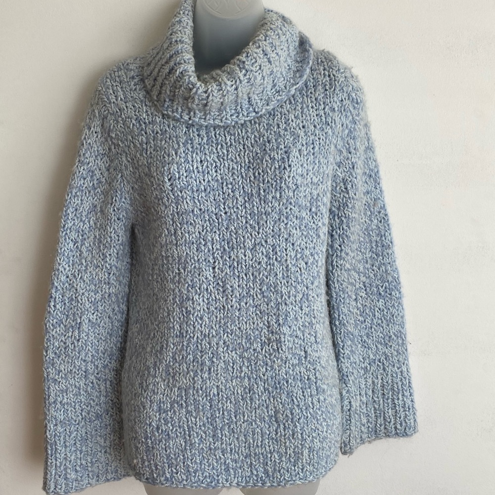 Express Handknit Blue Cowlneck Light Blue Sweater